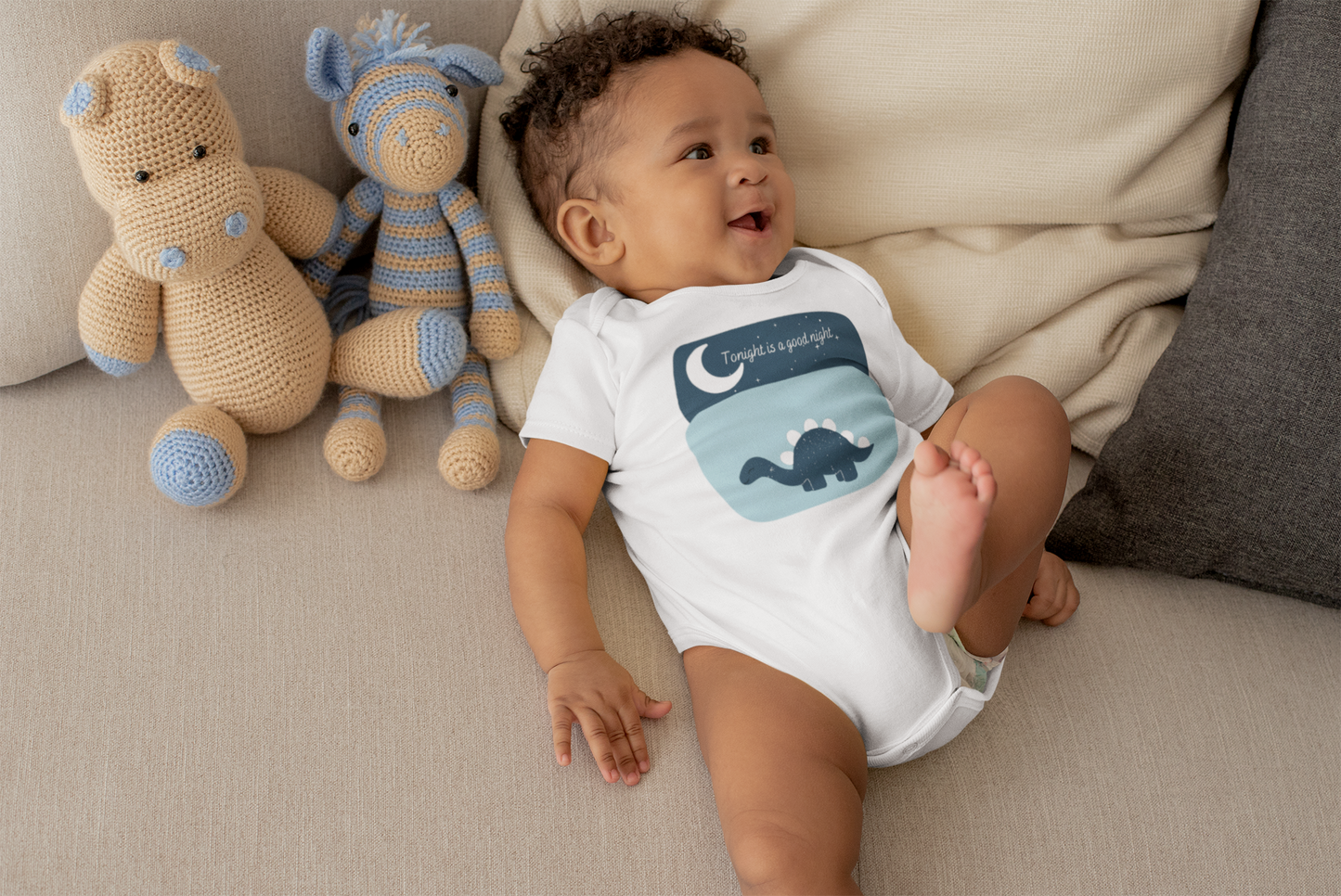 Body bébé en coton bio - dino nuit